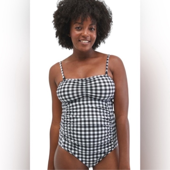 Motherhood Maternity New Bounceback Postpartum Black Gingham Swimsuit Sz Small + - Picture 2 of 14
